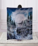 Regal Comfort - Moon Wolf Faux Fur Printed Throw Blanket 50"X60". Fixed Price $23.99.