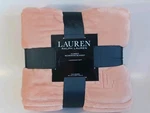 Lauren Ralph Classic Queen Size Micromink Blush Blanket 90X90" Peach, New. Fixed Price $68.99.