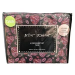 Betsey Johnson Twin Sheet Set 4 Pc Pink Black - Lipstick Microfiber Soft. Fixed Price $39.00.