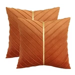 Tosleo Burnt Orange Velvet Throw Pillow Covers 18X18 Inch Pack Of 2 With Gold.... Fixed Price $25.16.