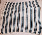 Afghan Crochet Bed Throw Couch Blanket White Wblue Black Accent 64X64. Fixed Price $28.77.