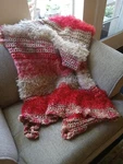 Vintage Chunky Weave Crocheted Long Mohair/chenille Throw Blanket Red Pink Tan. Fixed Price $77.88.