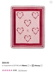 Victorias Secret Cozy Fleece Heart Valentines Day Blanket Throw. Fixed Price $45.00.