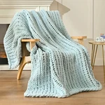 Esterra Chunky Knit Blanket Throw 50"X60", 100% 50X60 Inches, 06 - Sky Blue. Fixed Price $55.99.