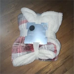 Wayland Square Plush Sherpa Throw Plaid Red Gray White Double Sided Polyester. Fixed Price $19.99.