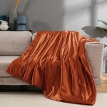 Vonty Satin Throw Blanket Burnt Orange, 90X90 Inches With Small Flowers, Cool. Fixed Price $79.69.