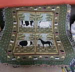 Warren Kimble Farm Animals Barn House Cow Pig Horse Sheep Tapestry Afghan Throw. Fixed Price $55.00.