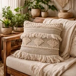 Fennco Moroccan Bohemian Design Fringe 100% Cotton Cover Throw Pillow 18"X18". Fixed Price $45.00.
