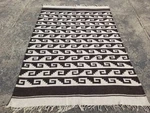 Vintage Handwoven Natural Black Peruvian Flat Weave Kilim Throw 6.4X4.3 Ft. Fixed Price $275.00.