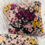 Anthropologie Faux Fur Floral Pillow 2PC Set Duck Down Feather Fill 20X20 Pastel. Fixed Price $77.00.