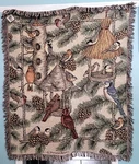 Vtg Mww Birds Feeders Pine Trees Tapestry Throw Blanket 50X60 New Usa Made. Fixed Price $52.98.