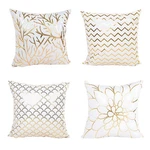 White And Gold Geometric Throw Pillow Covers 18X18 Inch Set 4, Super Soft .... Fixed Price $27.69.