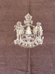 Antique Vintage Maine State Seal Wool Blanket Brown Cabin Lodge Camp 79X70. Fixed Price $189.00.