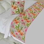 Decorative Twin Bed Runner Pink Cotton Quilted, Pom Lace - Lily Haven. Fixed Price $146.53.