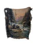 Thomas Kinkade Tapestry Throw Blanket Isaiah 32:18 Cabin Mountain Manual Weavers. Fixed Price $25.00.