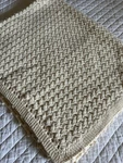 Cream Hand Knit Crocheted Lap Blanket Throw Baby Edging Detail 42 X 44 Sweet!. Fixed Price $30.00.