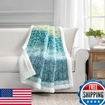 Lush Decor Bohemian Stripe Sherpa Throw Blanket 50 X 60 Blue Green - Bold. Fixed Price $43.21.