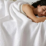 Waffle Weave Blanket King 100% Cotton Lightweight Breathable White Phf Size Snag. Fixed Price $89.99.