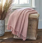 Park Designs Coral Pink Throw Wicklow Blanket 60 X50" Cotton Fringed Weave Boho. Fixed Price $50.00.
