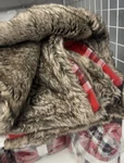 Martha Stewart 50" 60" Luxe Flannel & Faux Fur Throw Blanket Red Plaid Brown. Fixed Price $49.99.