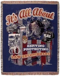 Simply Home Police Cop Protect Law Afghan Throw Blanket 50" X 60" Brand New. Fixed Price $39.99.