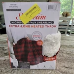 Sunbeam Heated Throw Blanket 50X70 Red Black Plaid Sherpa Electric New Ob. Fixed Price $30.00.