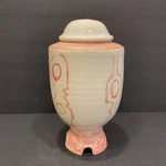 Vintage Hand Throw Stoneware Pottery Salt Glaze Pink Mcm Southwestern Urn 10". Fixed Price $49.95.