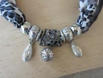 New Animal Print Scarf With Fringe And Silver Accents 72" Long Linen Polyester. Fixed Price $8.98.