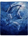 Dolphin Ocean Blue Faux Mink Fleece Blanket Plush Heavy Throw Queen 80X92 New. Fixed Price $29.99.