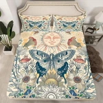 Boho Butterfly Queen Bed Sheets Set - Vintage Floral & Sun Moon Design. Fixed Price $49.99.