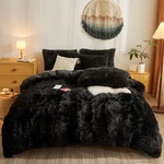 Shaggy Duvet Cover 5 Set, Fluffy Faux Fur Comforter Full/queen Black. Fixed Price $64.49.