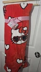 Hello Kitty Sunglasses Valentines Soft Throw Red Blanket White Hearts 60 X 70. Fixed Price $24.99.