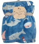 Adirondack My Cozy Baby Blue Shark Ocean Fleece Blanket Infant Boys Soft Nwt. Fixed Price $14.85.