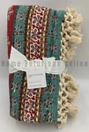 Pottery Barn Freya Jacquard Tassel Reversible Throw Blanket Turquoise #B8024. Fixed Price $104.99.