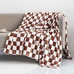 Lomao Throw Blankets Flannel With Checkerboard Grid 60"X80", Coffee. Fixed Price $38.06.