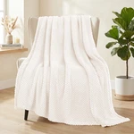 Whale Flotilla Extra Large Fuzzy Fleece Blanket THROW(50X70 In), Ivory. Fixed Price $18.99.