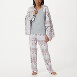 Muk Luks 3-PIECE Fleece Pajama Set With Blanket Gray Aztec Fairsle. Fixed Price $19.99.
