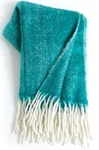 Shiraleah Walberg Throw Blanket Turquoise Wool Blend 60" X 50" Plus Fringe New. Fixed Price $49.99.