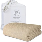 Cozy Herringbone Cotton Blanket King & California Beds - Beige. Fixed Price $99.99.