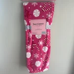 New Juicy Couture Christmas Pink Candy Cane Mint Snowflakes Blanket 60X70 Stars. Fixed Price $41.99.