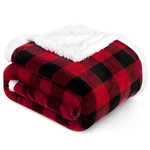 Pavilia Black And Red Buffalo Plaid Sherpa Throw Blanket For Couch, Christmas.... Fixed Price $31.67.