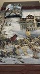 Vtg Countryside Cardinals Birds Tapestry Throw Blanket & Pillow Set Sam Tim Art. Fixed Price $35.95.