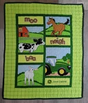 John Deere Wall Hanging Quilt Baby Blanket Farm Animals 32"X38" 100% Cotton. Fixed Price $14.46.