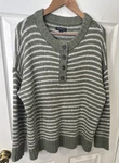 American Eagle Outfitters Green White Striped Crew Neck Button Pullover. Fixed Price $17.50.
