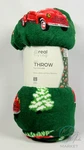 New Real Living Christmas Throw Blanket Red Truck Trees Green Soft 50X60. Fixed Price $11.99.