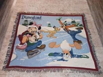 Vtg Disney Tapestry Woven Throw Blanket Wrap Mickey Minnie Donald Goofy Winter. Fixed Price $29.99.