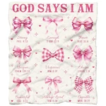 God Says Am Throw Blanket, 59"X51" All Season Cozy Women Soft Pink Bow Thro.... Fixed Price $27.82.