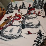Hallmark Christmas Evergreen Sledding Snowmen & Cardinals Fleece Blanket!. Fixed Price $36.99.