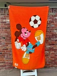 Vintage Walt Disney Mickey Mouse Soccer Sports Plush Throw Blanket 80S Orange. Fixed Price $13.98.