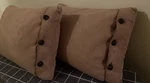 Two Woolrich Camel Suede Down Throw Pillows Leather Buttons 20X13 Nice!. Fixed Price $65.00.